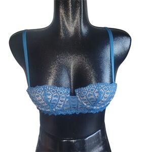 Adore Me Blue Lace Lined Balconette Bra Size 32A